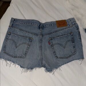 Levi's 501 Light Blue Frayed Denim Shorts